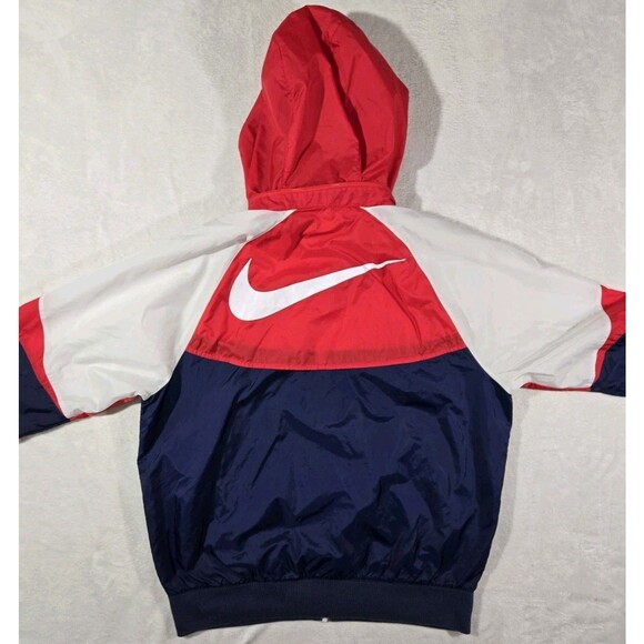 Nike Sportswear Windrunner Full Zip Hooded Jacket Mens Small Red White Blue - Picture 4 of 16